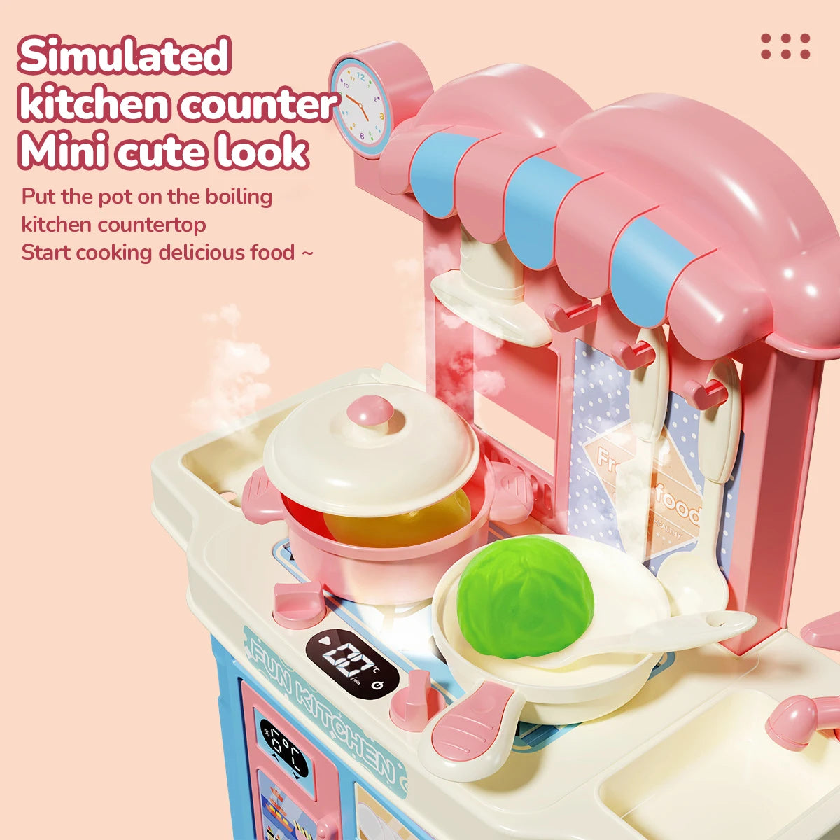 Simulated House Kitchen Toy Mini Kitchen Counter Set Fun House Playing Safe Sturdy Children Household Kitchen Toys