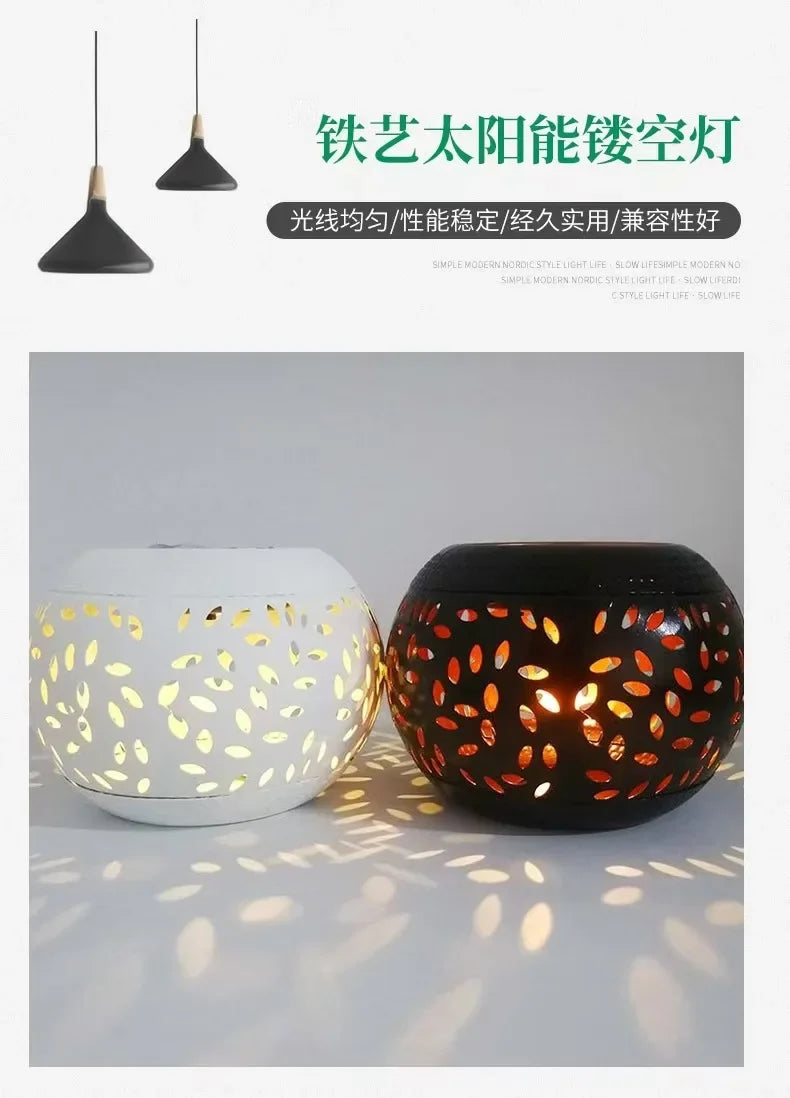 Solar Table Lights Outdoor Waterproof Metal Garden Projector Lamp Retro Gardening Lawn Atmosphere Lamp Decorative Landscape Lamp