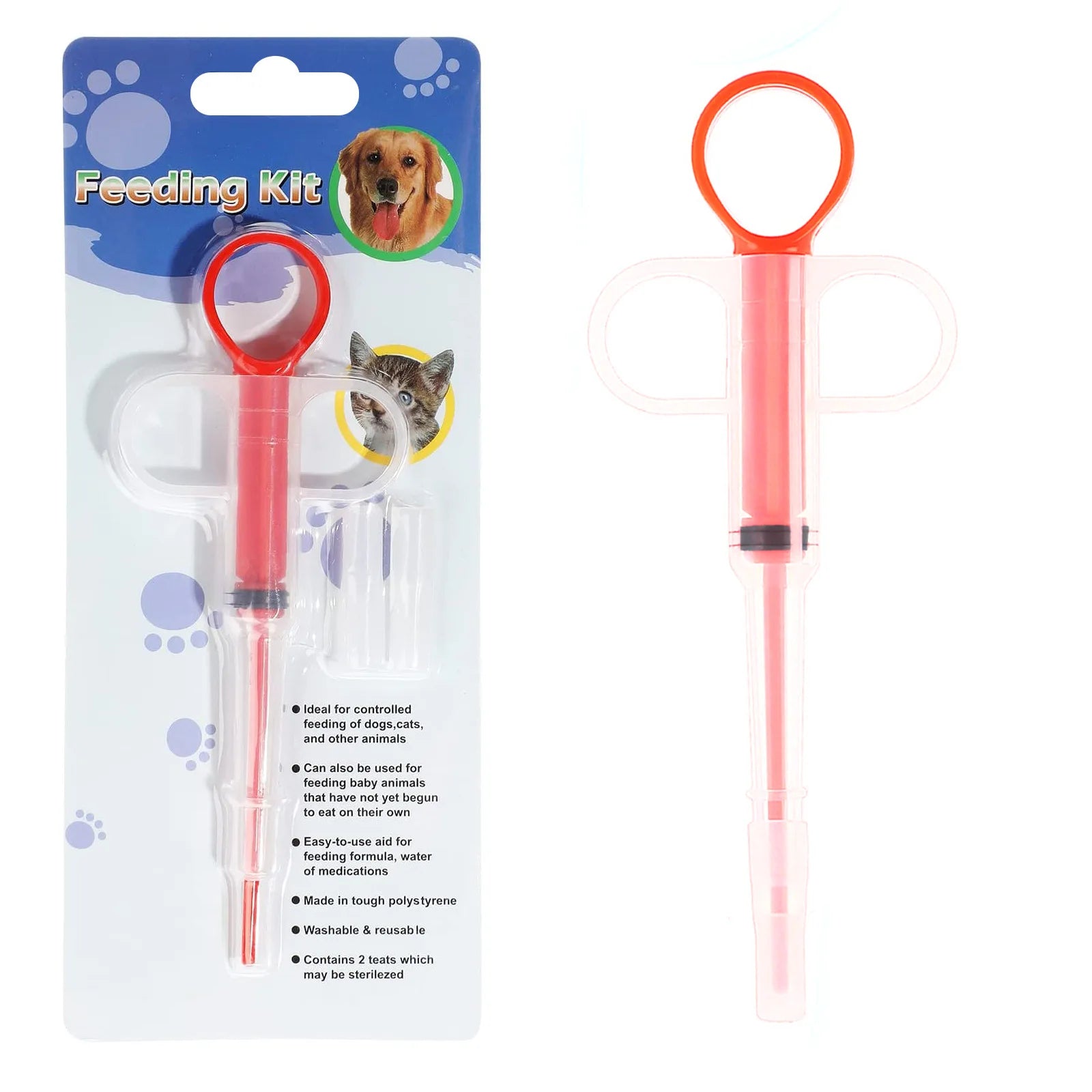 Pet feeder, deworming products can be filled with tablets, universal pet syringe for cats and dogs, press type