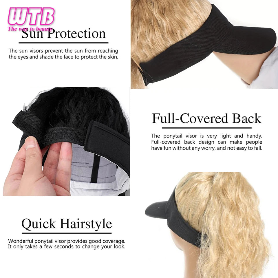 Hat With Hair Attached For Women Ponytail Curly Hair Hair Wig With Hair Cap Styling Baseball Baseball Cap Ponytail Hat Wig