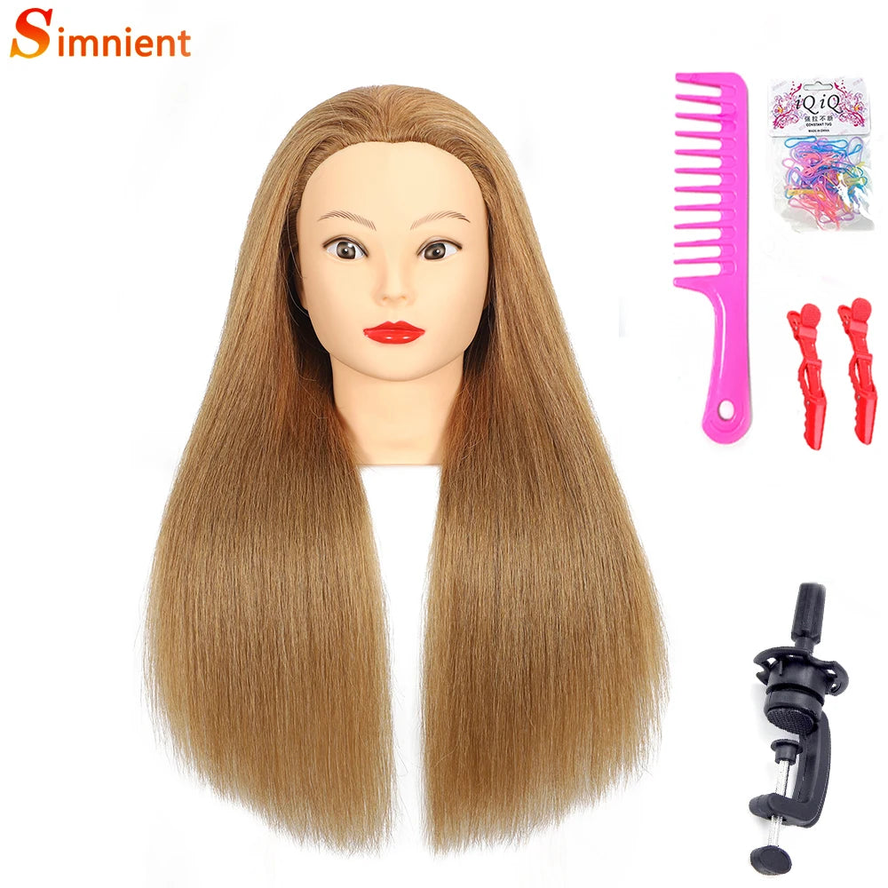 100% Real Human Hair Doll Head For Hairstyle Professional Training Head Kit Mannequin Head Styling To Practice Hot Curl Iron St