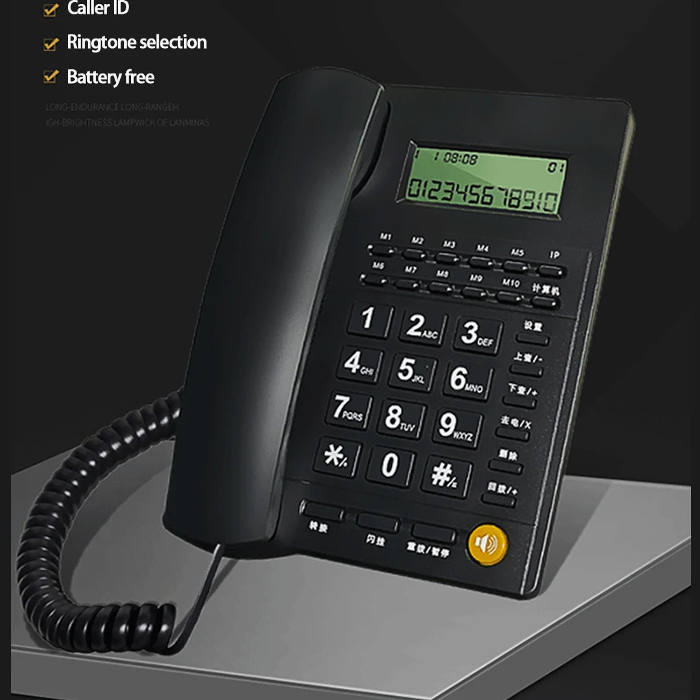 2025 New Caller ID Telephone With Display Landline Phone Desktop Corded Fixed Phone for Home Hotel Office Restaurant Black/White