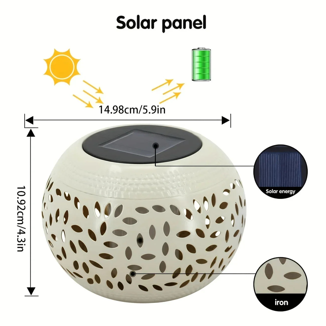 Solar desktop lamp, desktop lighting lamp, hollow metal lighting lamp, solar lamp, suitable for courtyards, gardens and lawns