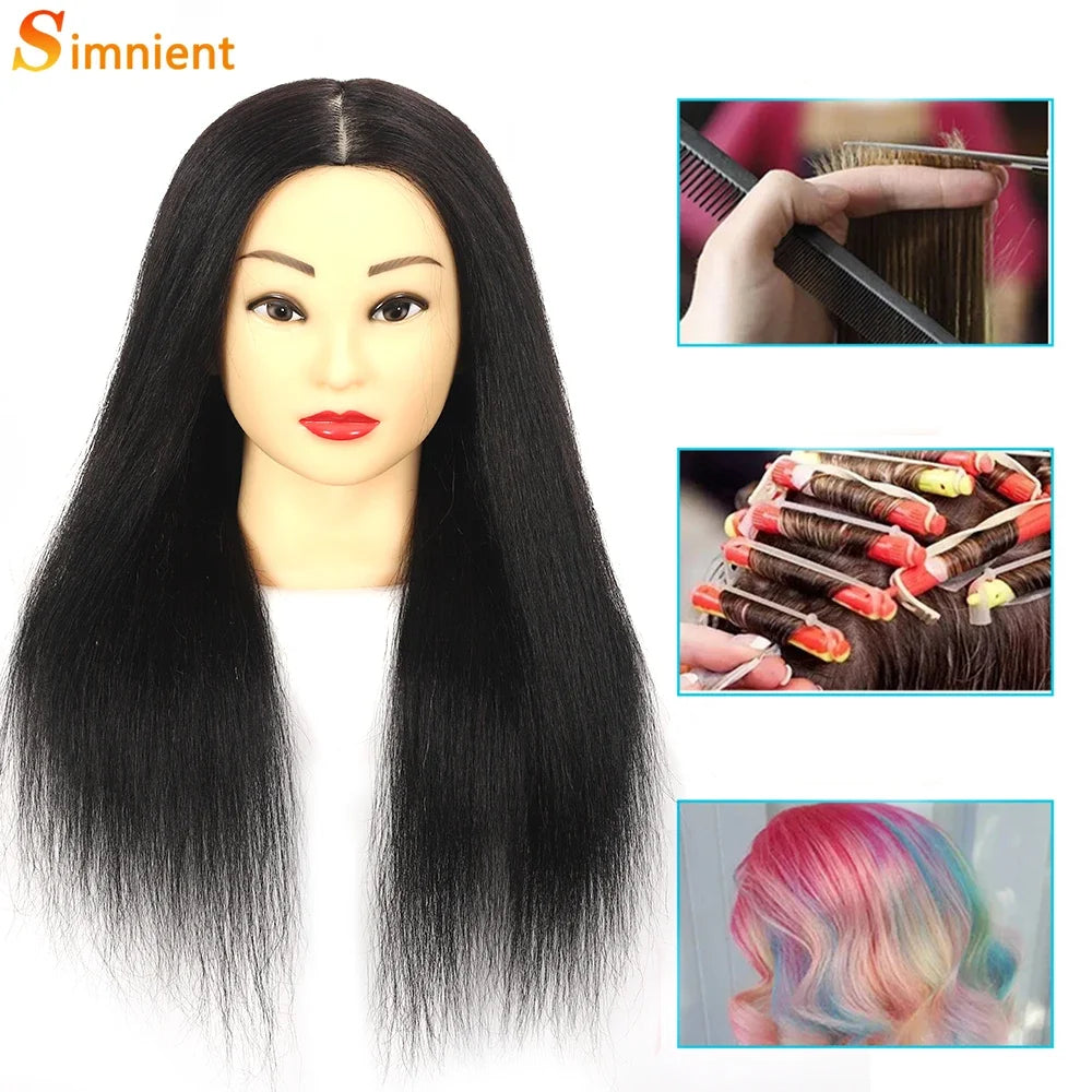 100% Real Human Hair Doll Head For Hairstyle Professional Training Head Kit Mannequin Head Styling To Practice Hot Curl Iron St