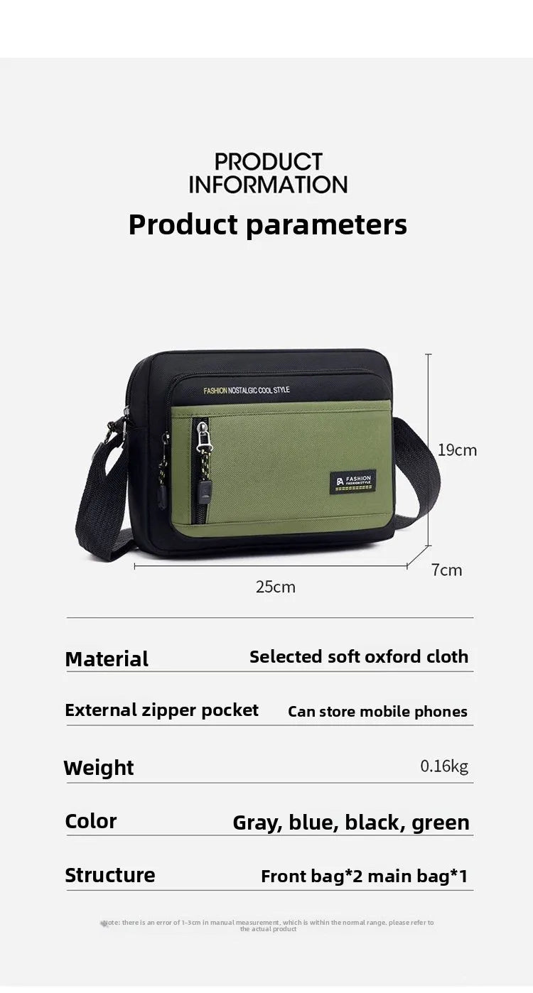 Fashion Men Crossbody Bag Single Shoulder Bags Big Capacity Storage Bag Multi-Pockets Business Crossbody Bags for Work Traveling