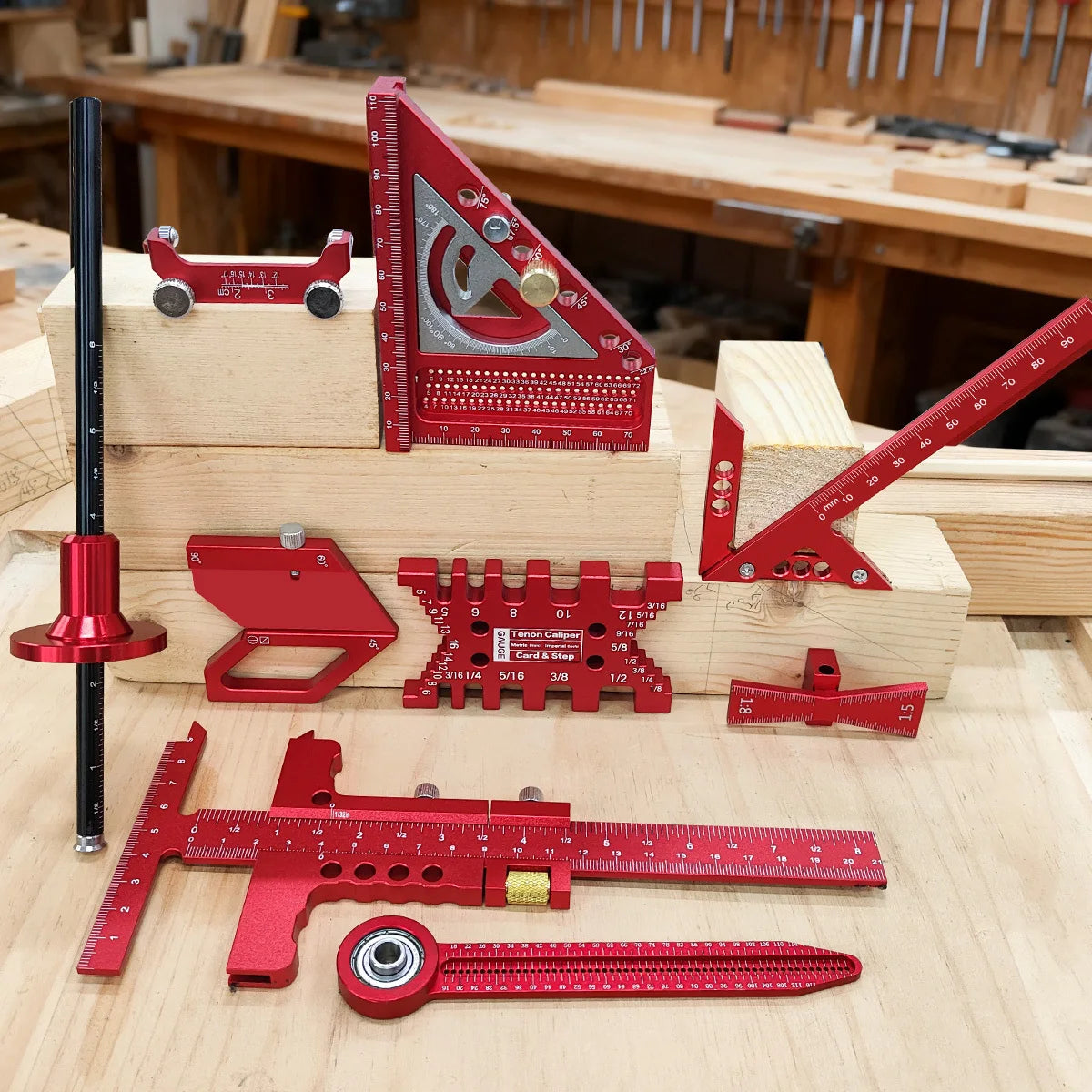 Woodworking Measurement Tool Kit with Storage Box, Project Layout Tools Set, Accurate Fast for Wooden Board Splicing Auxiliary