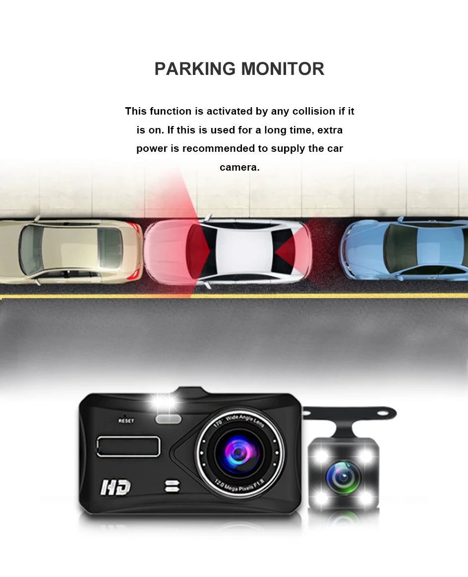 Dashcam 24H Touch Night Vision FULL HD 1080P Front And Rear Camera 4.0 Inch CAR DVR Mirror Digital Video Recorder Dvr Black Box