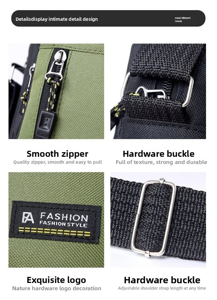 Fashion Men Crossbody Bag Single Shoulder Bags Big Capacity Storage Bag Multi-Pockets Business Crossbody Bags for Work Traveling