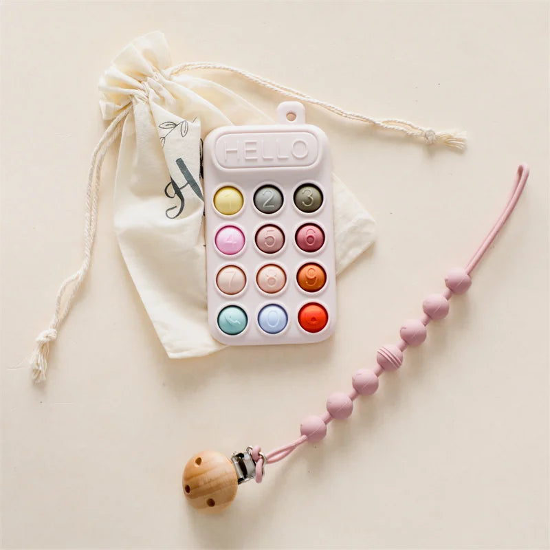 Baby Phone Teether Toy Telephone Sleeping Pacifier Clip Bracelet Simulation Phone Toys Early Educational Learning Toy Kids Gifts