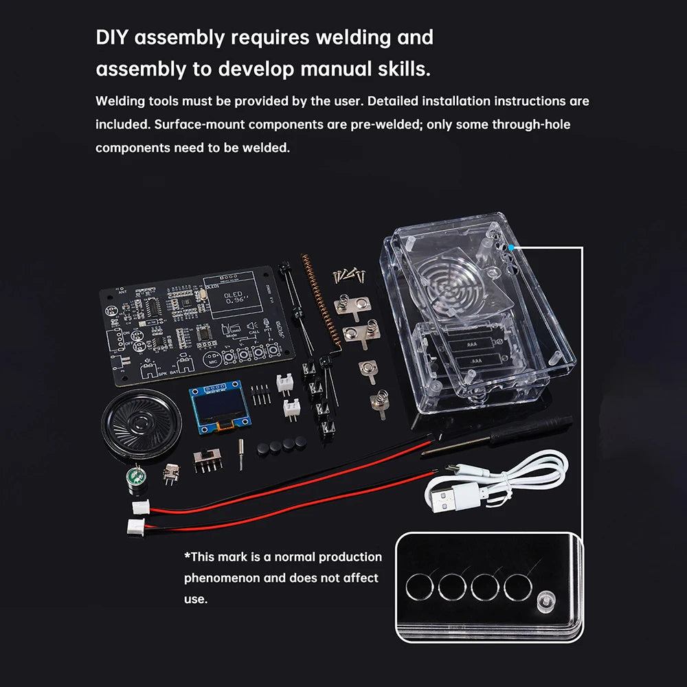 Electronics Kit  FM Radio DIY Kit Smart Wireless Walkie-Talkie Radio Electronics Assembly and Soldering Practice DIY Kit