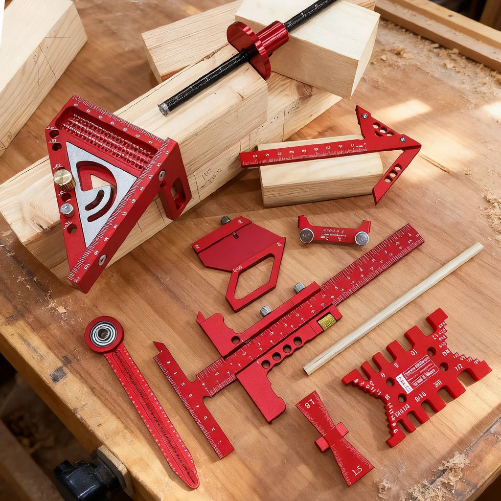 Woodworking Measurement Tool Kit with Storage Box, Project Layout Tools Set, Accurate Fast for Wooden Board Splicing Auxiliary