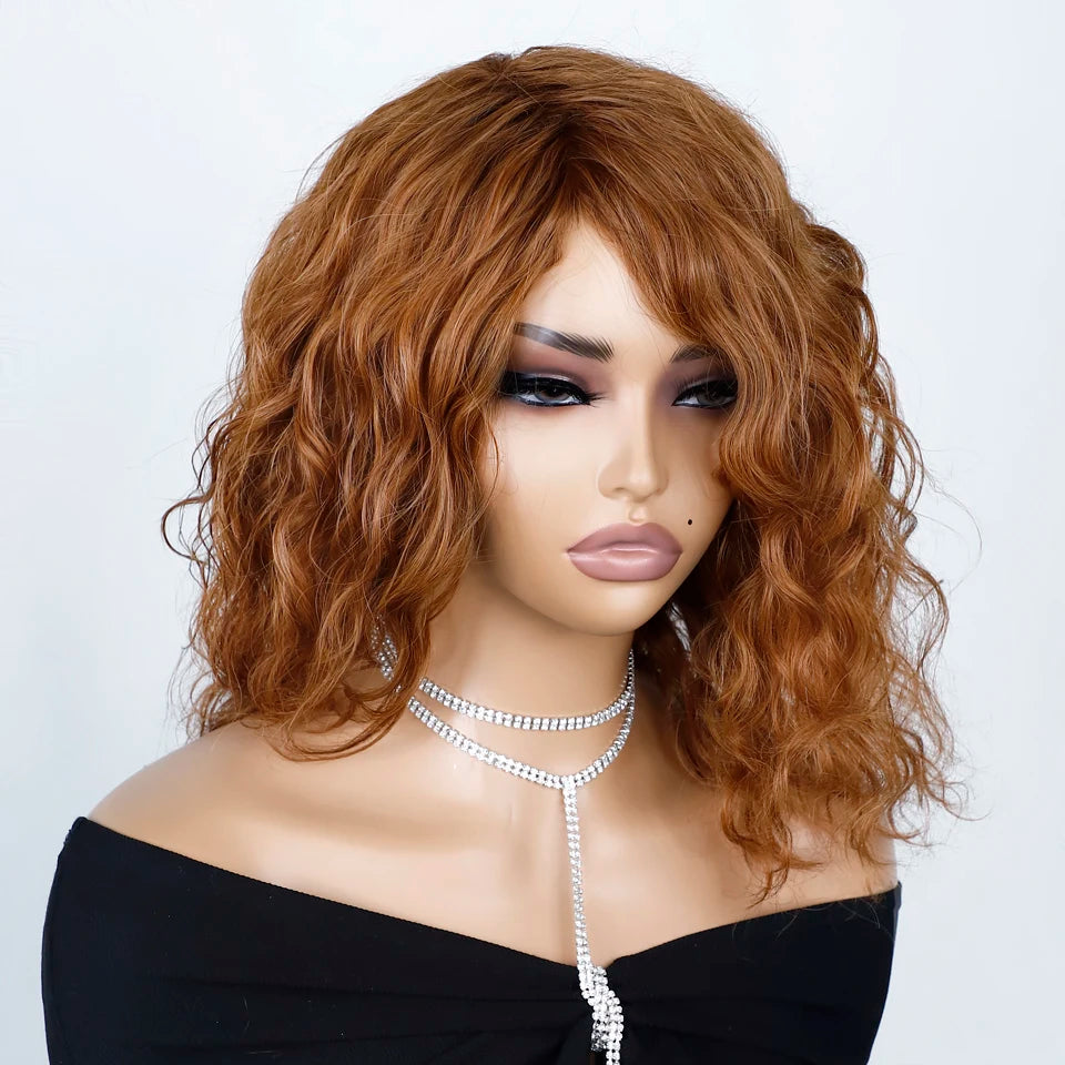 Top Human Hair Wigs Short Pixie Cut Natural Brown Multi Parting 100% Real Human Hair Wigs Perruques Cheveux Humains High Quality