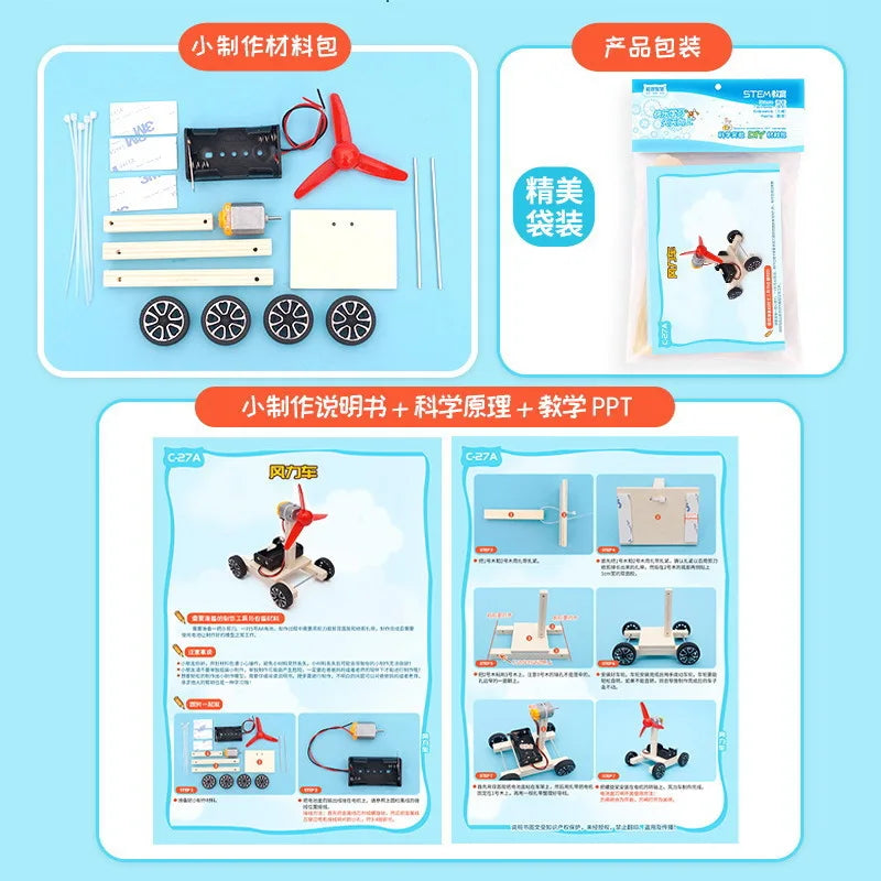 DIY Air-powered Vehicle Model Technological Gatget Science Experimental Tool Kit Educational Toys Small Production for Student