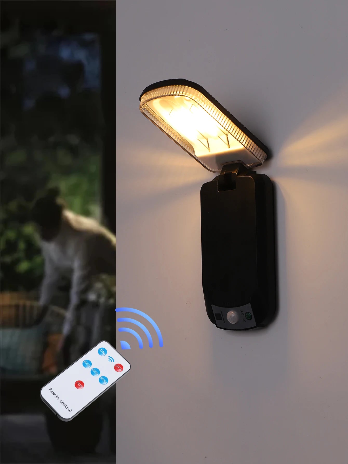 Wall Lamp, Solar Lamp, Lighting Mode, Motion Sensor Lamp Outdoor 9-grid Cob Solar Wall Lamp Garden Wall Courtyard Path Lighting