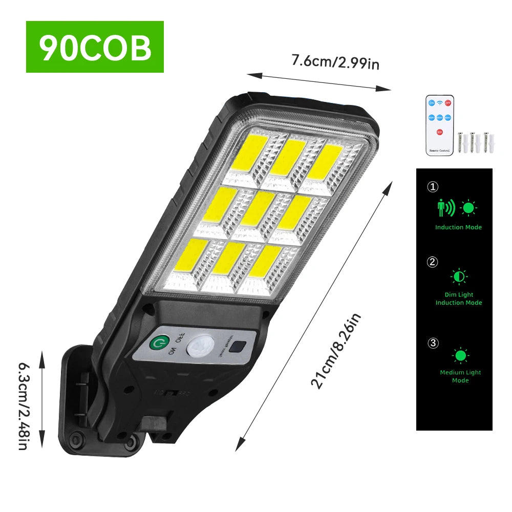 Wall Lamp, Solar Lamp, Lighting Mode, Motion Sensor Lamp Outdoor 9-grid Cob Solar Wall Lamp Garden Wall Courtyard Path Lighting