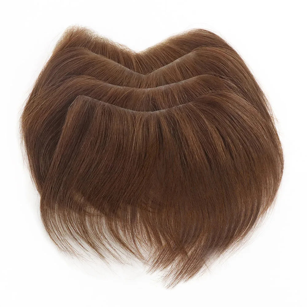 Brown Black Men Toupee Human Hair Frontal Hairline 180 Density V Loop Straight Forehead Toupee Natural Hair Capillary Prosthesis