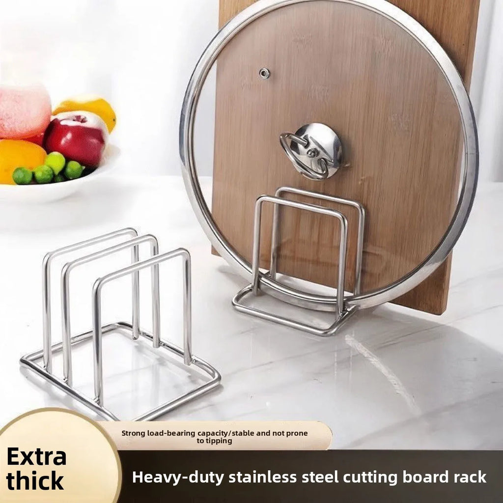 Kitchen storage rack, cutting board, stainless steel cutting board, kitchen cabinet, pot cover, countertop, cutting board rack