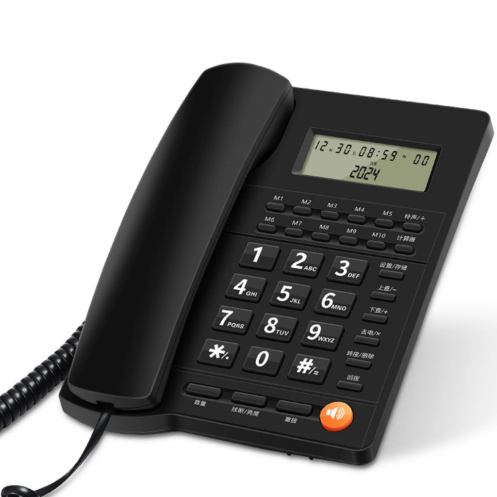 2025 New Caller ID Telephone With Display Landline Phone Desktop Corded Fixed Phone for Home Hotel Office Restaurant Black/White