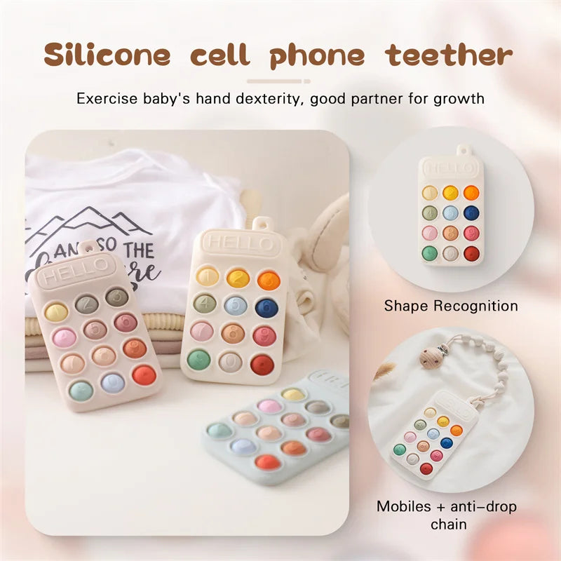 Baby Phone Teether Toy Telephone Sleeping Pacifier Clip Bracelet Simulation Phone Toys Early Educational Learning Toy Kids Gifts