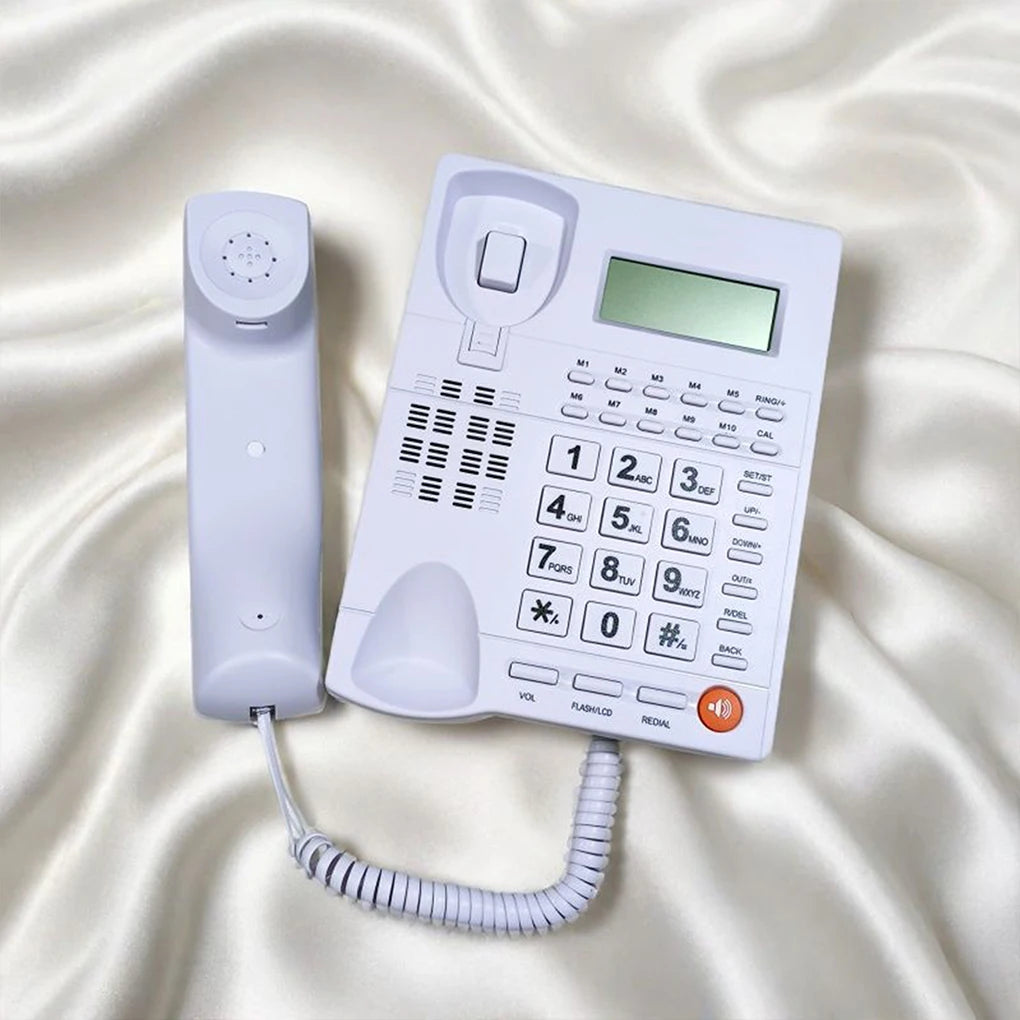 2025 New Caller ID Telephone With Display Landline Phone Desktop Corded Fixed Phone for Home Hotel Office Restaurant Black/White