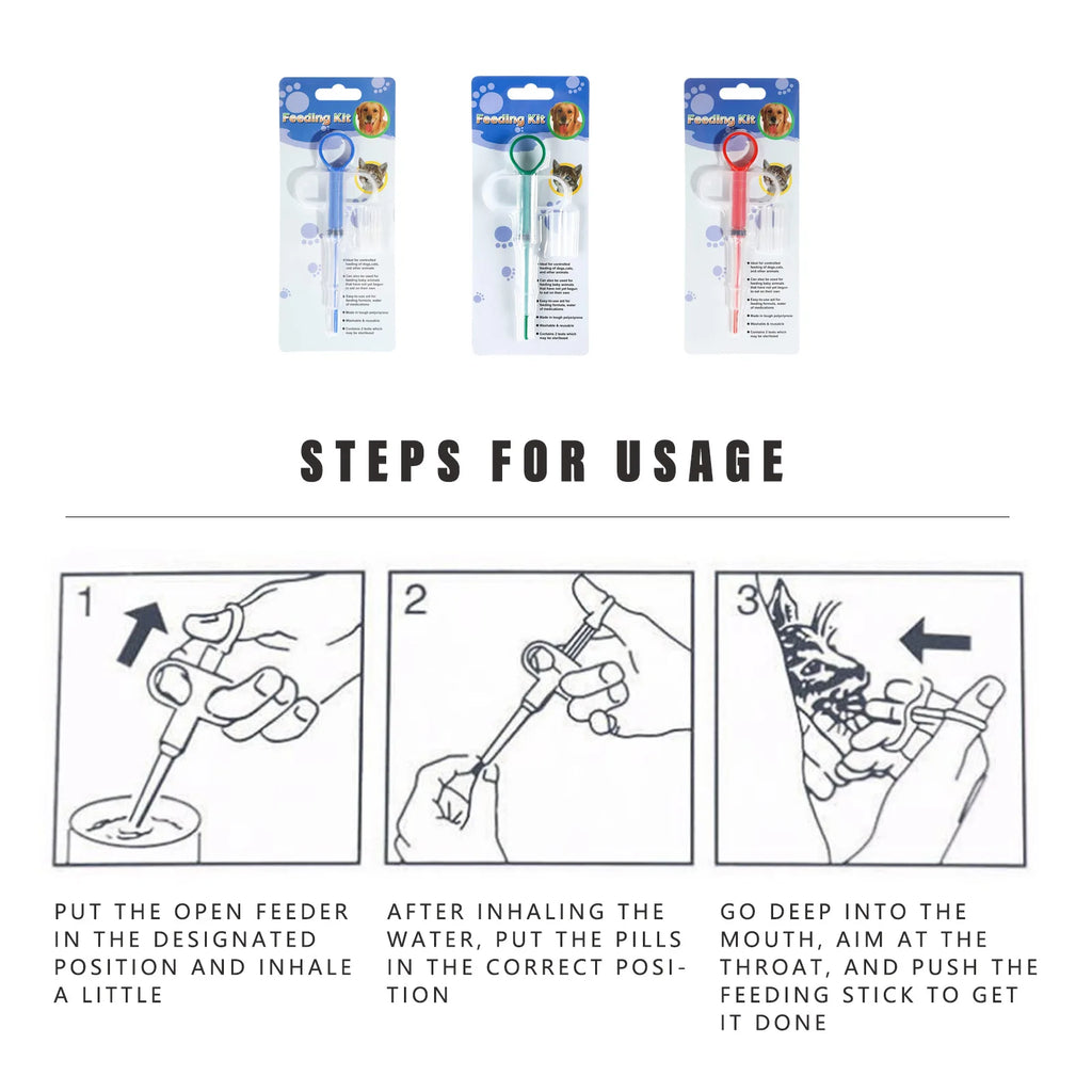 Pet feeder, deworming products can be filled with tablets, universal pet syringe for cats and dogs, press type