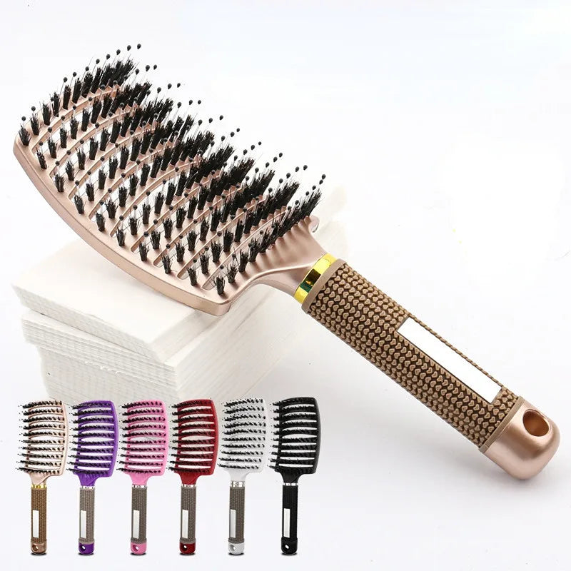 Hair Brush Scalp Massage Comb Hairbrush Bristle;Nylon Women Wet Curly Detangle Hair Brush for Salon Hairdressing Styling Tools