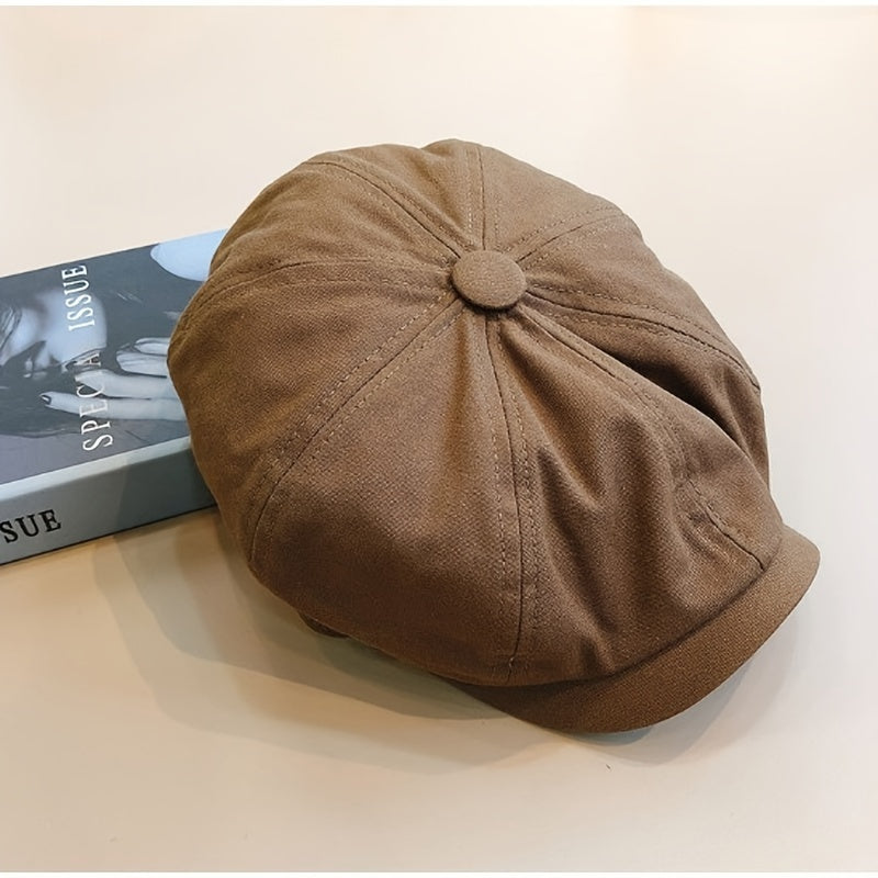 Men's Retro Beret Mafia Movie Cosplay Wool Blend Vintage Herringbone Tweed Casual Newsboy Hat Flat Cap