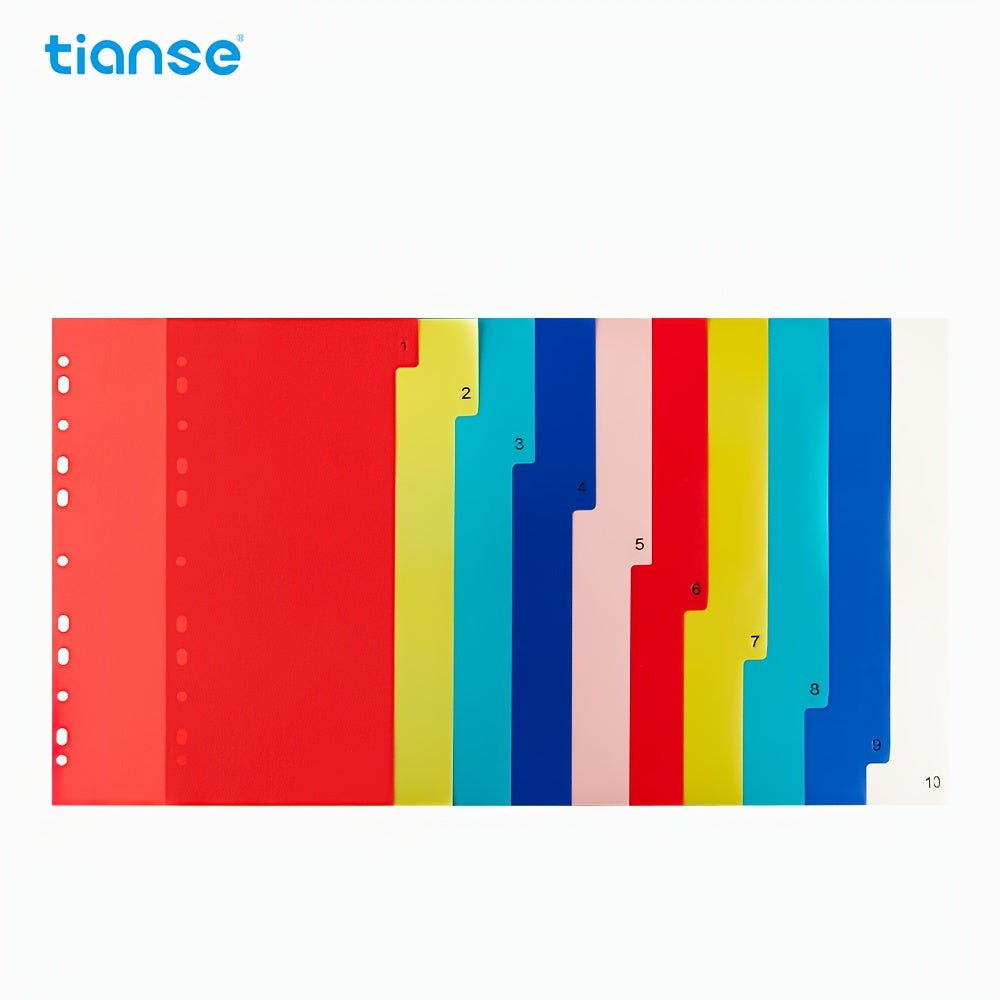 1pc A4 Refill Papers Divider Index Page 11 Holes Inserts 10 Pages (Flexible Adjustment For 2-Hole, 3-Hole, 4-Hole) For A4 Binder Refillable Journals Notebooks, Loose Leaf Paper With Neon Page Markers