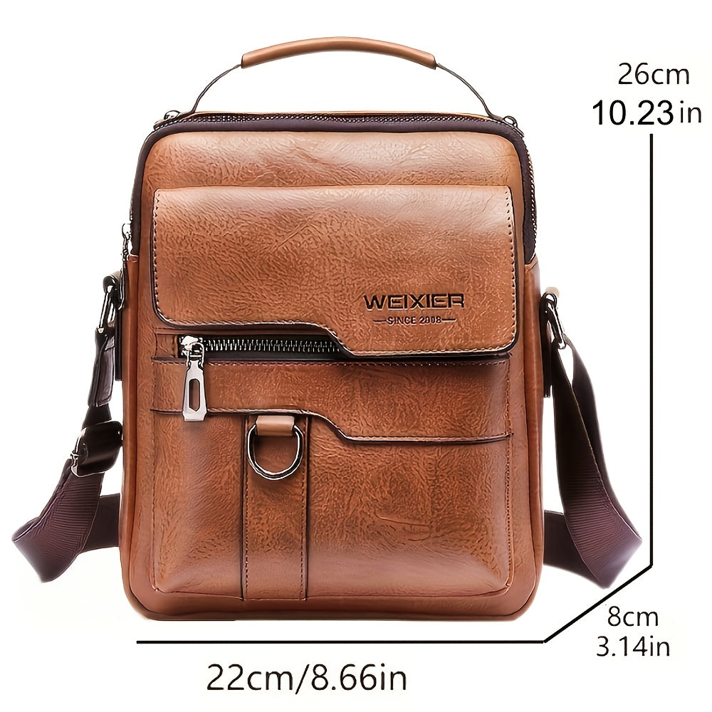 WEIXIER Crossbody Bag, Men's Shoulder Bag Vintage Hand Business Men's Casual Bag Satchel Bag For Men Gift For Father/Anniversary