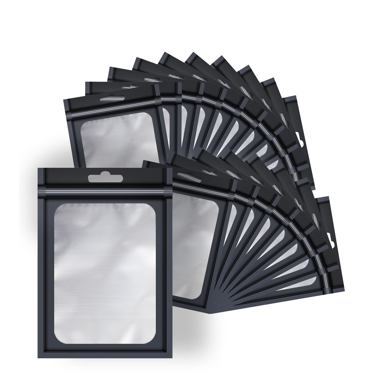 100-Pack Holographic Zipper Lock Resealable Bags, Moisture-Proof Aluminum Foil Polyester Film Flat Transparent Window Pouch for Electronics/Jewelry/Cosmetics Organization, 4 Size Options, Non-food contact