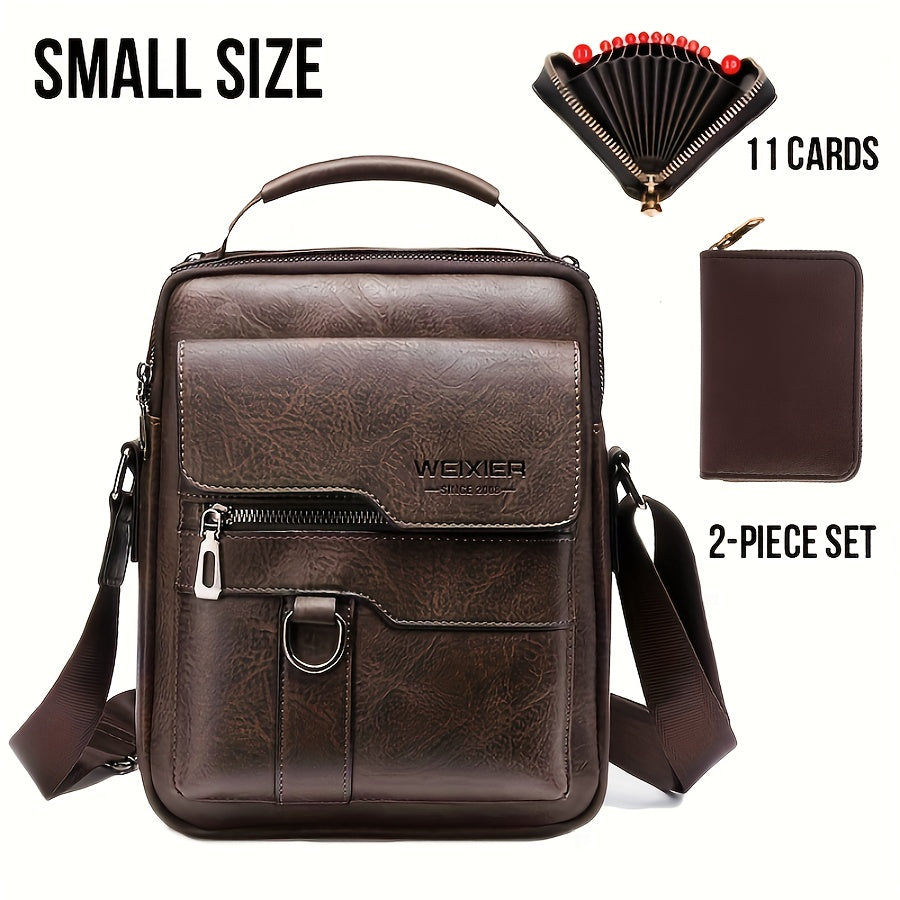 WEIXIER Crossbody Bag, Men's Shoulder Bag Vintage Hand Business Men's Casual Bag Satchel Bag For Men Gift For Father/Anniversary