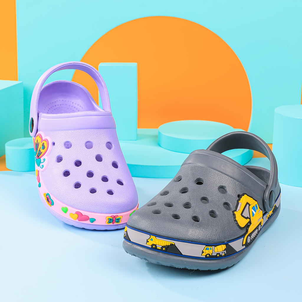 Youngsters' Dinosaur & Unicorn EVA Sandals with Ankle Strap - Anti-Slip Thick Sole, Breathable Summer Beach Garden Shoes for Youngsters & Youngsters, Soft Cushioned Low-Top Slippers (Grey & Pink), Allseason Footwear | Cartoon