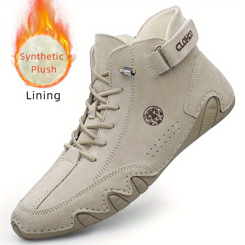 CLOHOO Brand Men'S Pig Short Boots with Lining and Elastic Closure - Preppy Style, Round Toe, Solid Color, England Scene, Spring, Fall, Winter, Summer