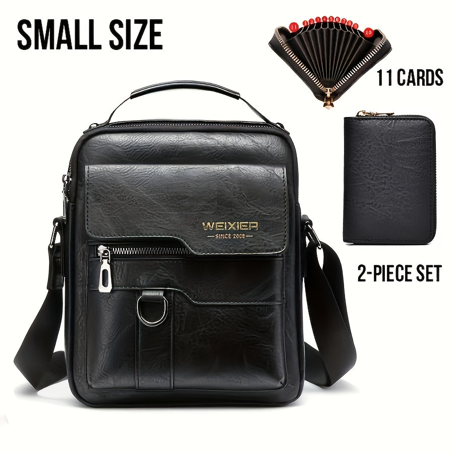 WEIXIER Crossbody Bag, Men's Shoulder Bag Vintage Hand Business Men's Casual Bag Satchel Bag For Men Gift For Father/Anniversary