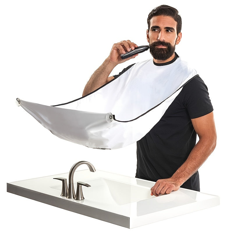 Men's Beard Trimming Apron - Splash Guard & Grooming Cape for Mess-Free Shaving, Unscented, Ideal for Stubble & Mustaches, with Suction Cup Attachment for Secure Placement