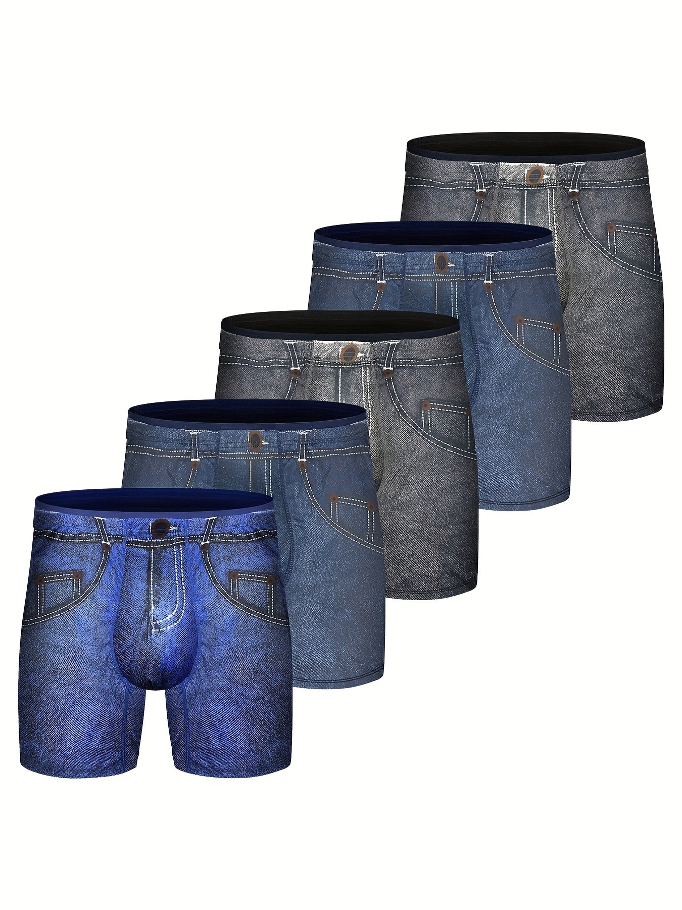 5-Pack CONKEND Men'S Bamboo Rayon Boxer Briefs, Camo Pattern, Medium Stretch Knit Fabric, 92% Viscose 8% Elastane, Breathable Tagless with Waistband, 15.24cm with Fly