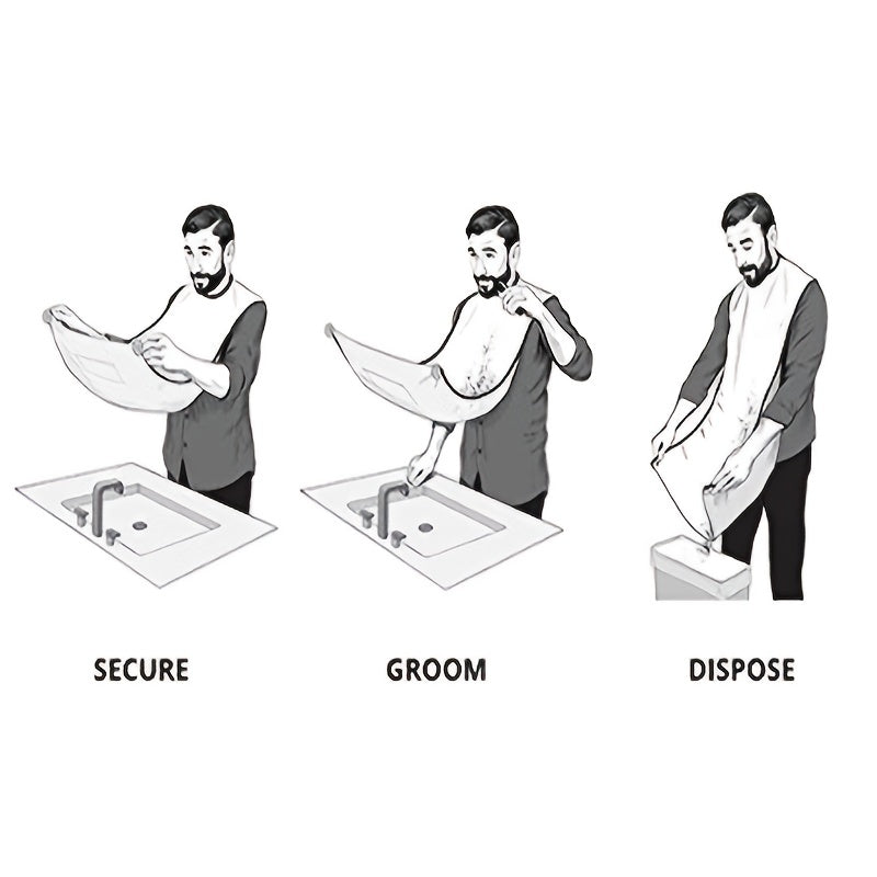 Men's Beard Trimming Apron - Splash Guard & Grooming Cape for Mess-Free Shaving, Unscented, Ideal for Stubble & Mustaches, with Suction Cup Attachment for Secure Placement