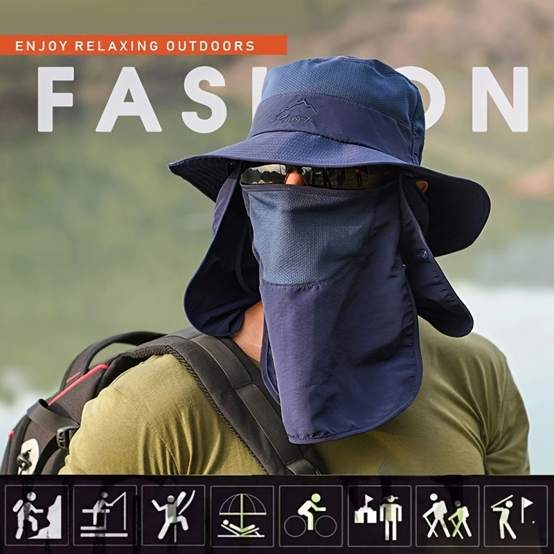 Sun Protection Bucket Hat With Removable Face Mask - Perfect For Summer Outdoor Activities