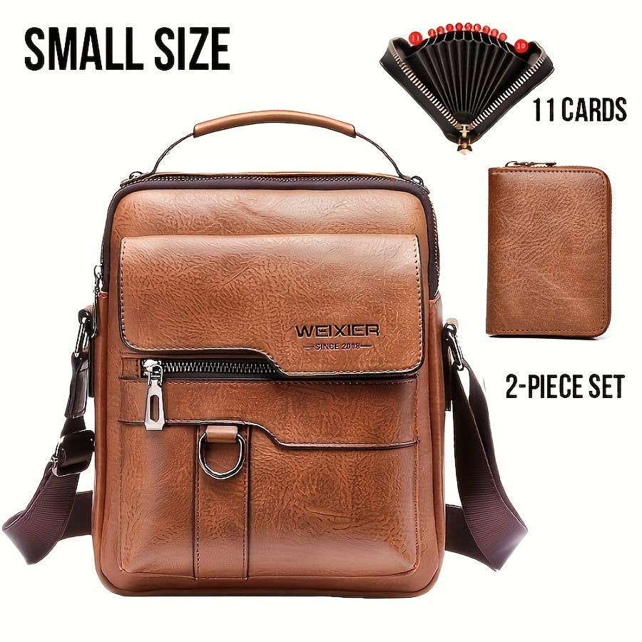 WEIXIER Crossbody Bag, Men's Shoulder Bag Vintage Hand Business Men's Casual Bag Satchel Bag For Men Gift For Father/Anniversary