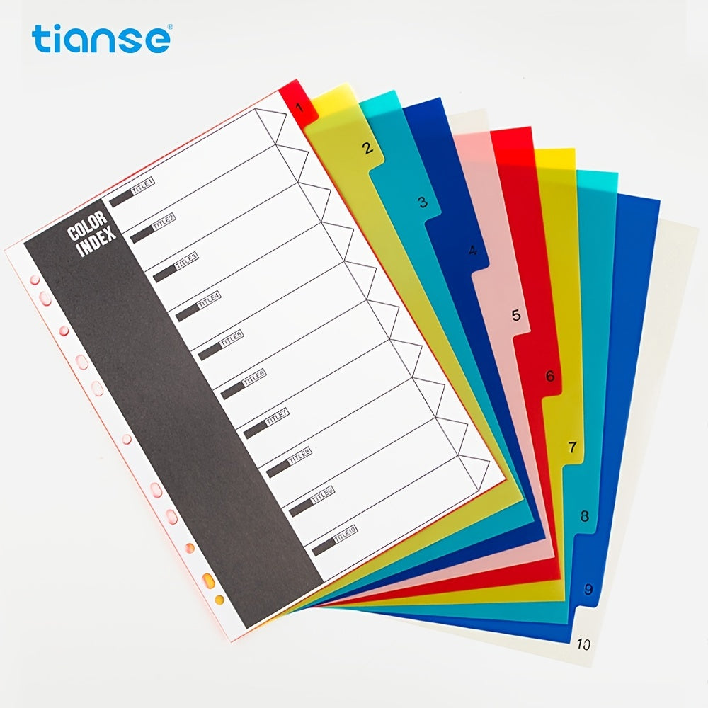1pc A4 Refill Papers Divider Index Page 11 Holes Inserts 10 Pages (Flexible Adjustment For 2-Hole, 3-Hole, 4-Hole) For A4 Binder Refillable Journals Notebooks, Loose Leaf Paper With Neon Page Markers