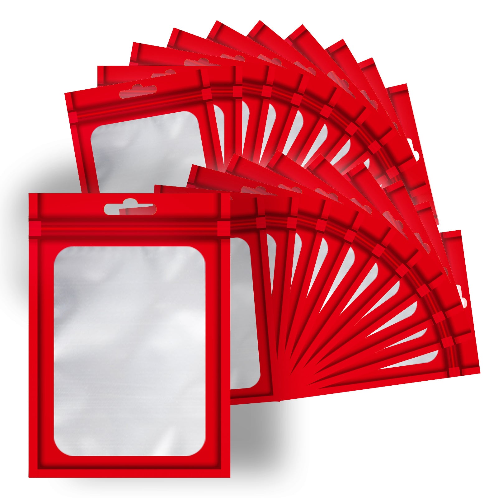 100-Pack Holographic Zipper Lock Resealable Bags, Moisture-Proof Aluminum Foil Polyester Film Flat Transparent Window Pouch for Electronics/Jewelry/Cosmetics Organization, 4 Size Options, Non-food contact