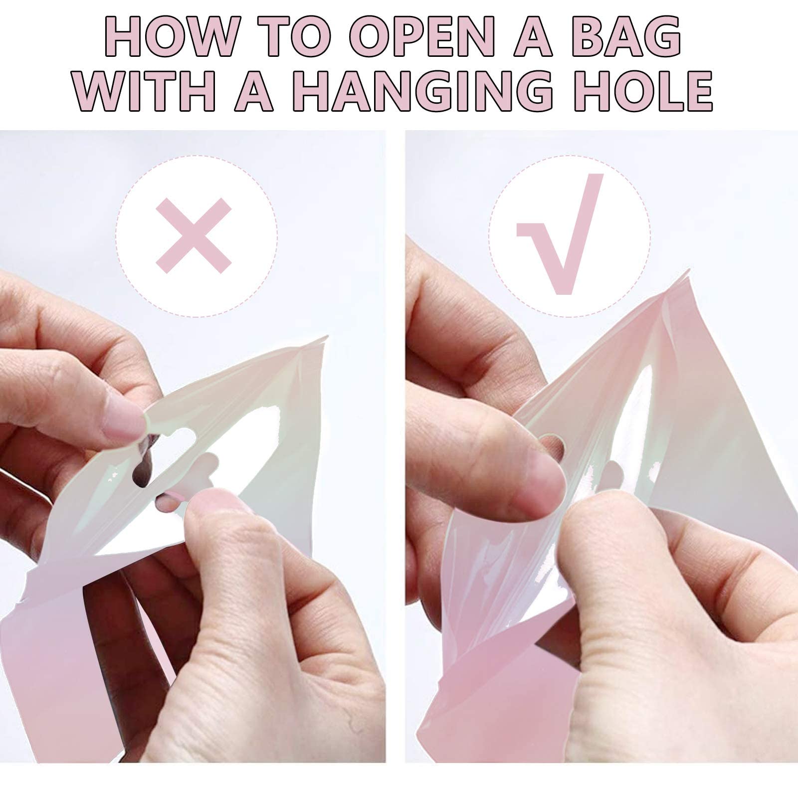 100-Pack Holographic Zipper Lock Resealable Bags, Moisture-Proof Aluminum Foil Polyester Film Flat Transparent Window Pouch for Electronics/Jewelry/Cosmetics Organization, 4 Size Options, Non-food contact