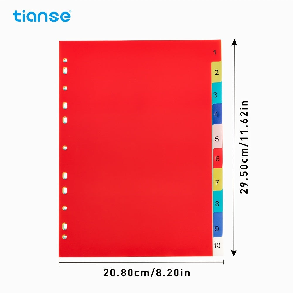1pc A4 Refill Papers Divider Index Page 11 Holes Inserts 10 Pages (Flexible Adjustment For 2-Hole, 3-Hole, 4-Hole) For A4 Binder Refillable Journals Notebooks, Loose Leaf Paper With Neon Page Markers