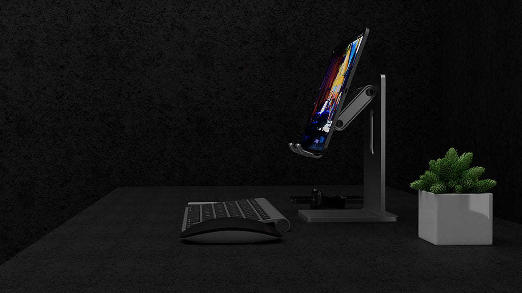 Ergonomic Tablet Stand Holder - Elevate Your Workspace with Universally Compatible Design, Fits iPad Pro, iPhone, and Android Devices, and Frees Up Desk Space
