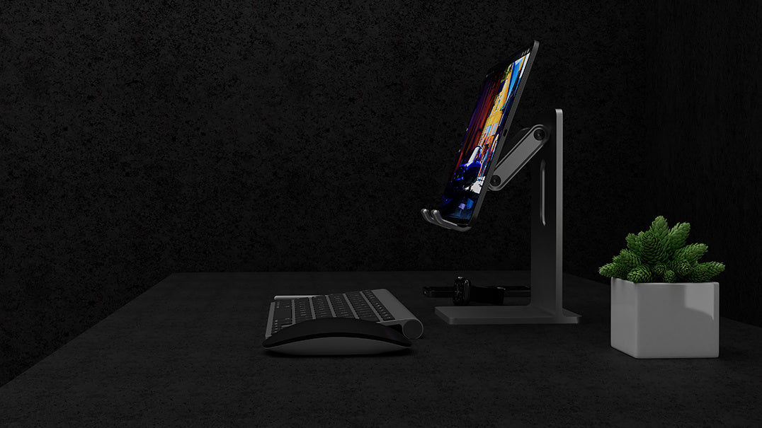 Ergonomic Tablet Stand Holder - Elevate Your Workspace with Universally Compatible Design, Fits iPad Pro, iPhone, and Android Devices, and Frees Up Desk Space
