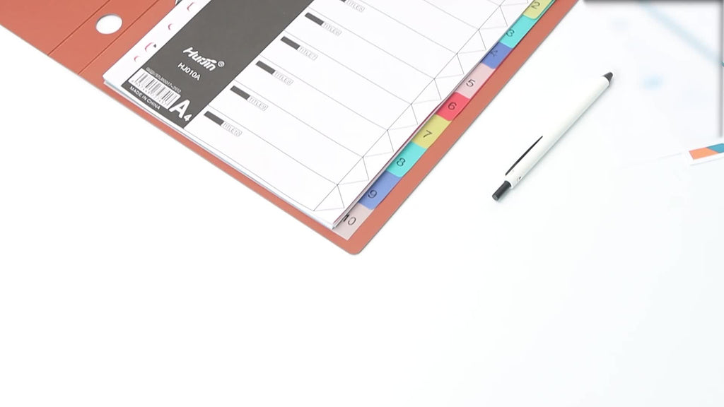 1pc A4 Refill Papers Divider Index Page 11 Holes Inserts 10 Pages (Flexible Adjustment For 2-Hole, 3-Hole, 4-Hole) For A4 Binder Refillable Journals Notebooks, Loose Leaf Paper With Neon Page Markers