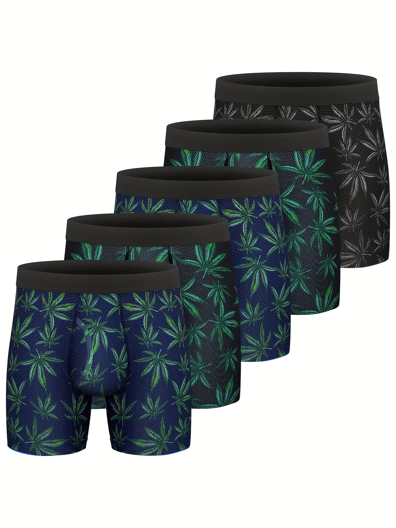 5-Pack CONKEND Men'S Bamboo Rayon Boxer Briefs, Camo Pattern, Medium Stretch Knit Fabric, 92% Viscose 8% Elastane, Breathable Tagless with Waistband, 15.24cm with Fly