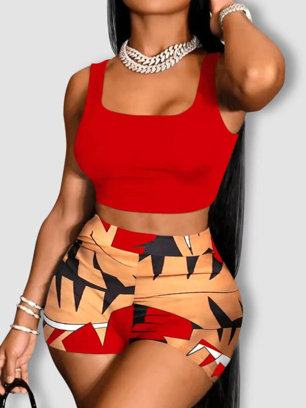 Women's Set Hawaii Beach Holiday Wind Numerical Print Tank Tops & Shorts 2 Piece Set